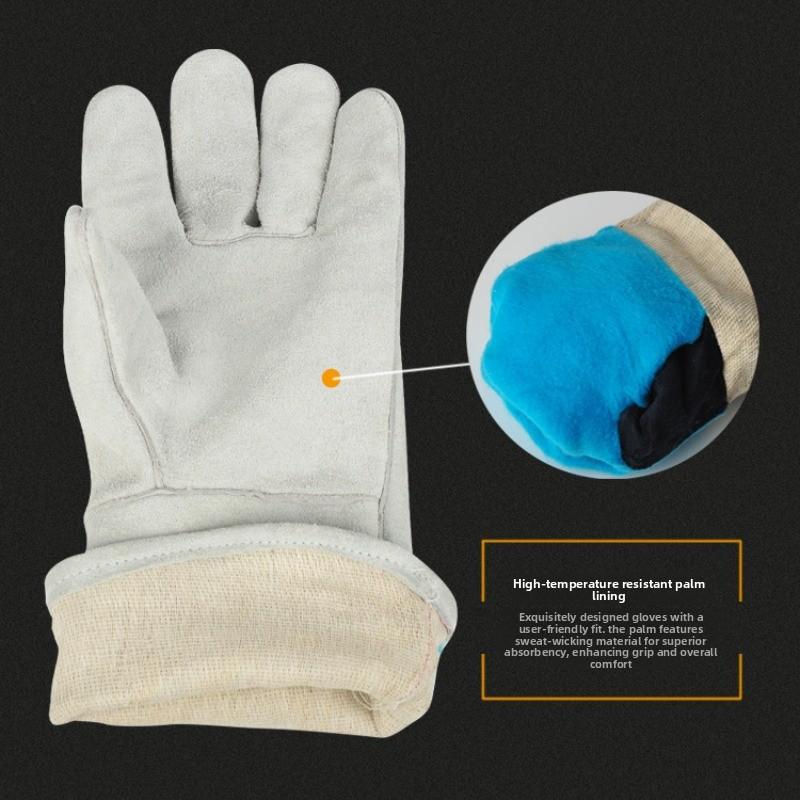 Welding Beast Welding Gloves - Extended Length, Full Leather. Durable Cowhide, High-temperature Resistant