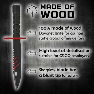 Деревянный штык CS GO M9 Scratch, Maskbro, 30-003-1