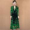 High-end Summer Women's Floral Dress Embroidered Stretch V-neck Dress Plus Size Long Dress