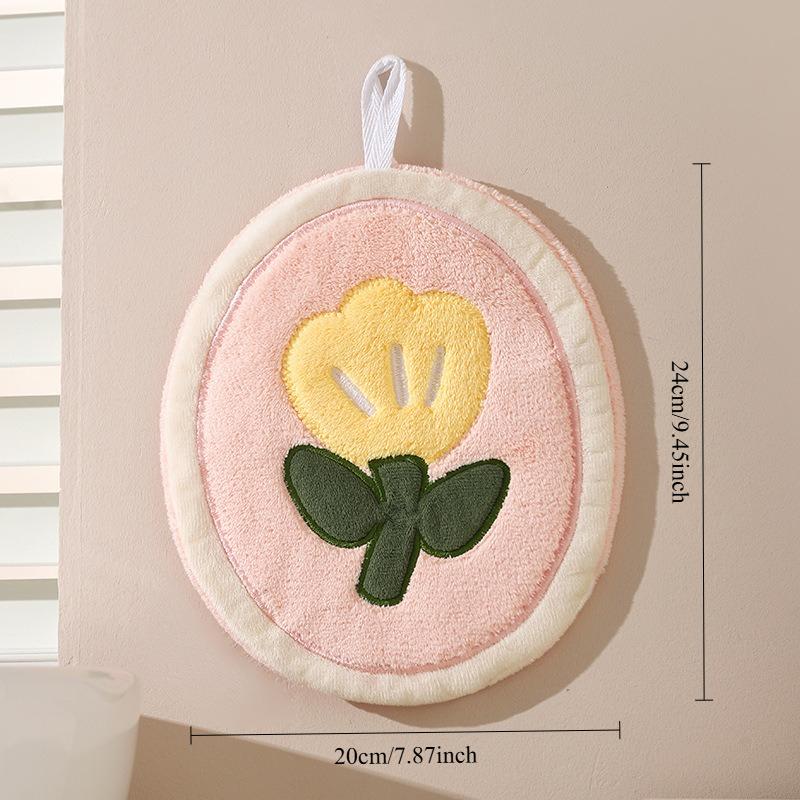 

Cute Coral Velvet Tulip Hand Towel Soft Kitchen Absorbent Cleaning Cloth Hanging Towels Bathroom Hand Cloth for Kids розовый