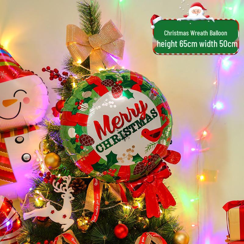 Santa Claus Christmas Decoration Balloons with Sticks and Small Gift Headbands for Kindergarten and Mall Scenes