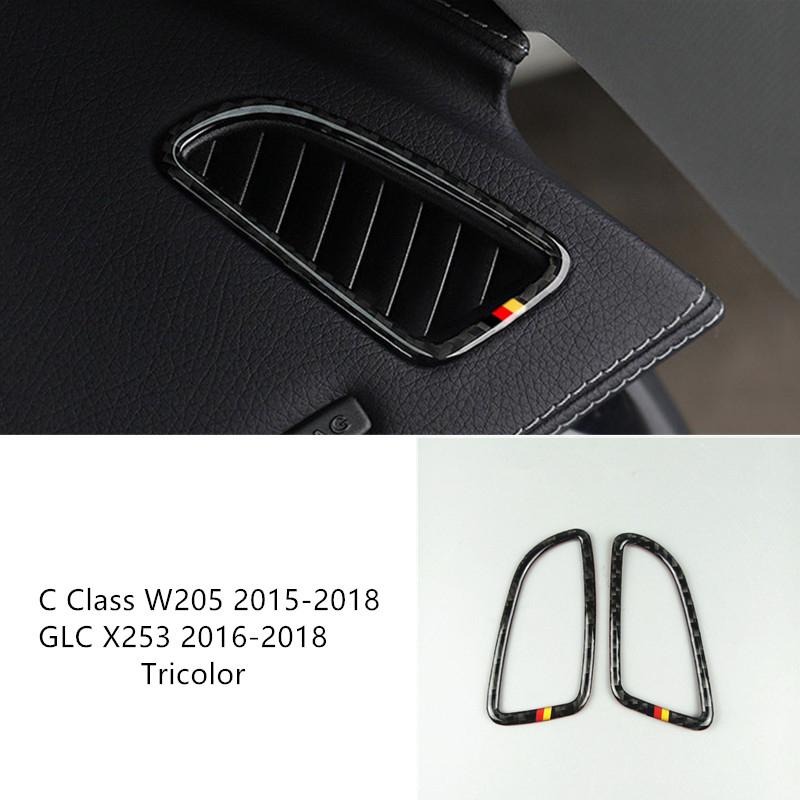 Carbon Fiber Front Door Panel Decoration Cover Trim 2Pcs For Mercedes Benz C Class W205 GLC X253 2015-2018 Car Accessories