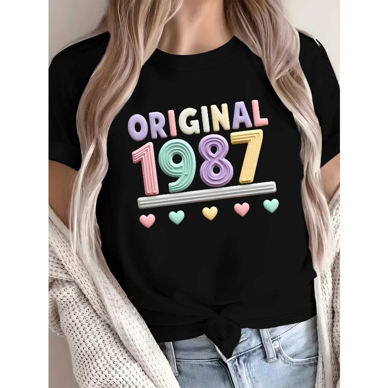 

Years ORIGINAL 1987 Text Design Women s Pure Comfortable T-shirt European Size 4XL