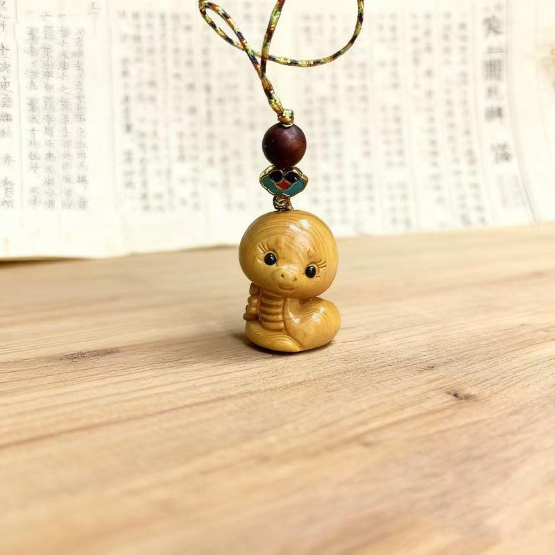 Cliff Cypress Zodiac Wood Carving Pendant Keychain