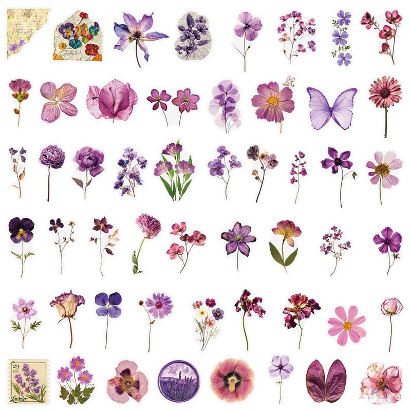 

50 шт./набор Серия фиолетовых цветов 02 ПЭТ наклейки Водонепроницаемые DIY Модные наклейки-дудлы