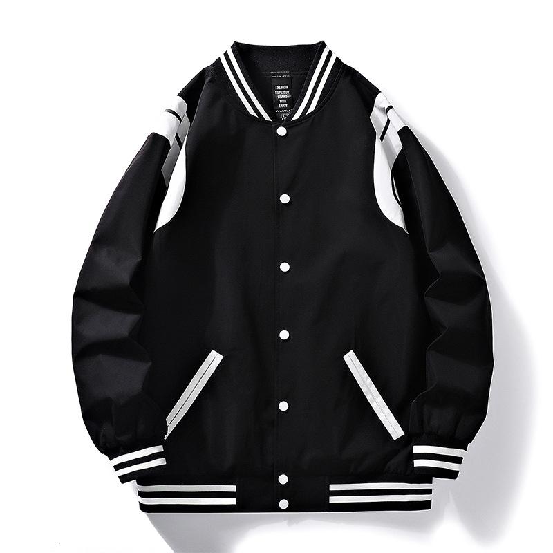 Autumn and Winter American Baseball Jersey Men's Stand-up Collar Jacket Loose Color Matching Simple Men's Jacket Jacket Men