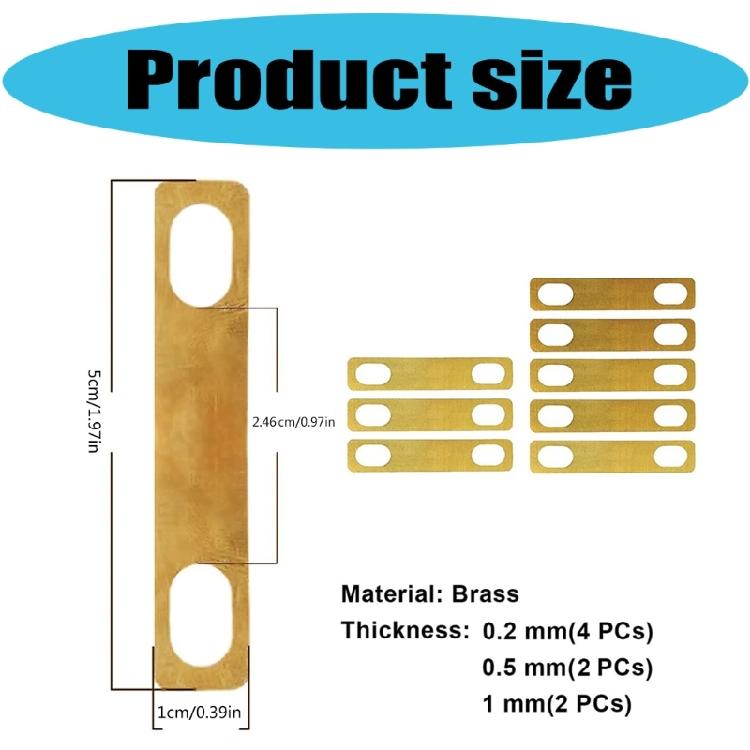 8Pcs Brass Guitar Neck Shims Connection Neck Plate Neck Heightening Gasket Electric Guitar Reinforced Plate Enduring