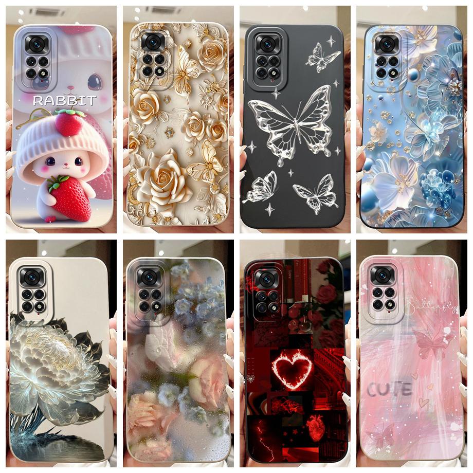 Case For Xiaomi Redmi Note 11 11s 11 Pro Pro+ 4G 5G Phone Case Note 11T Soft Silicone Funda Women Fashion Flower Printed Cover