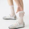 Spring & Summer Breathable Mesh Mid-Calf Socks with Bow Lace Bubble Cuff