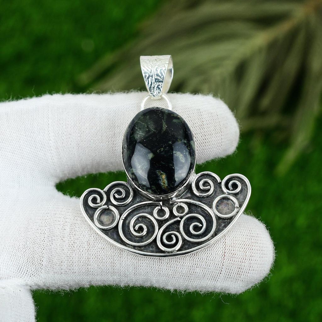 Natural Kambaba Jasper Gemstone Jewelry 925 Sterling Silver Pendant For Women