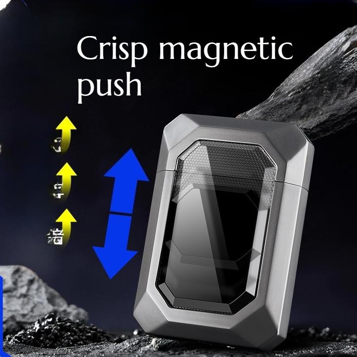 High-appearance-level Magnetic Inflatable Windproof Lighter Metal Body Blue Flame Cigarette Accessories Men's Gift