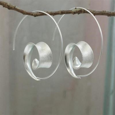 New Trendy Personality Round Spiral Leaf Earrings, Women Exaggerated Design Earrings Earrings, Fine Jewelry Acero Inoxidable