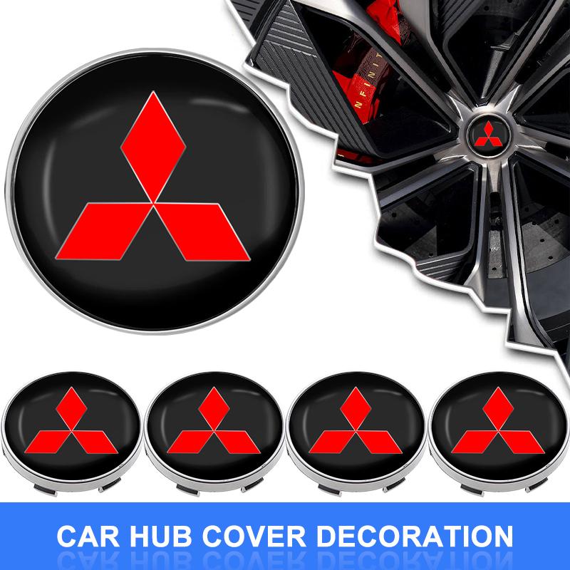 4PCS Car Wheel Center Stickers Hub Decals Auto Styling For Mitsubishi Mirage G4 KU8