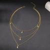 Layered necklace, love pendant, collarbone chain, personality star moon necklace, multi-layer design, daily casual necklace for women