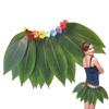 Green Leaves Skirt and Hawaiian wreath set With Flowers Hawaiian Leaves Grass Skirt for Autumn Cosplay Teens Stage Performance