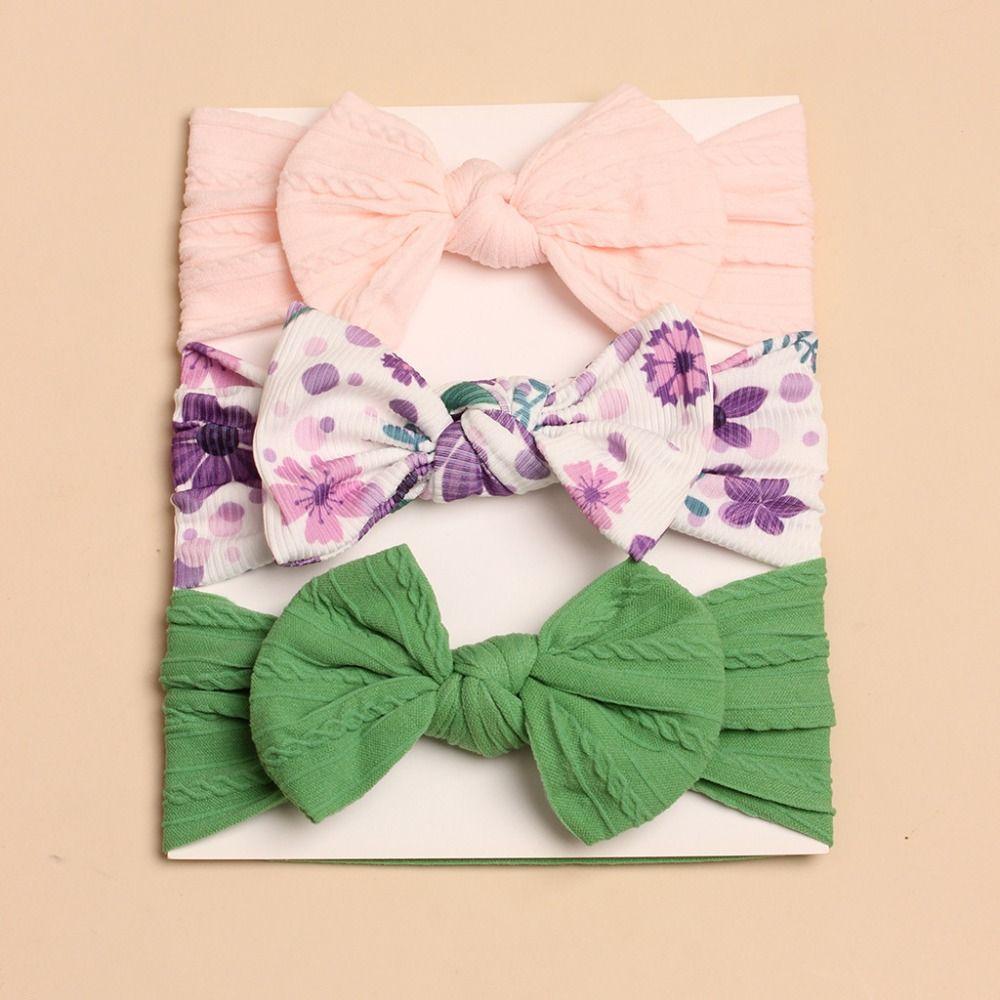 3Pcs/Lot Elastic Bowknot Hair Bands Soft Headwrap Cute Headwear Baby Girls