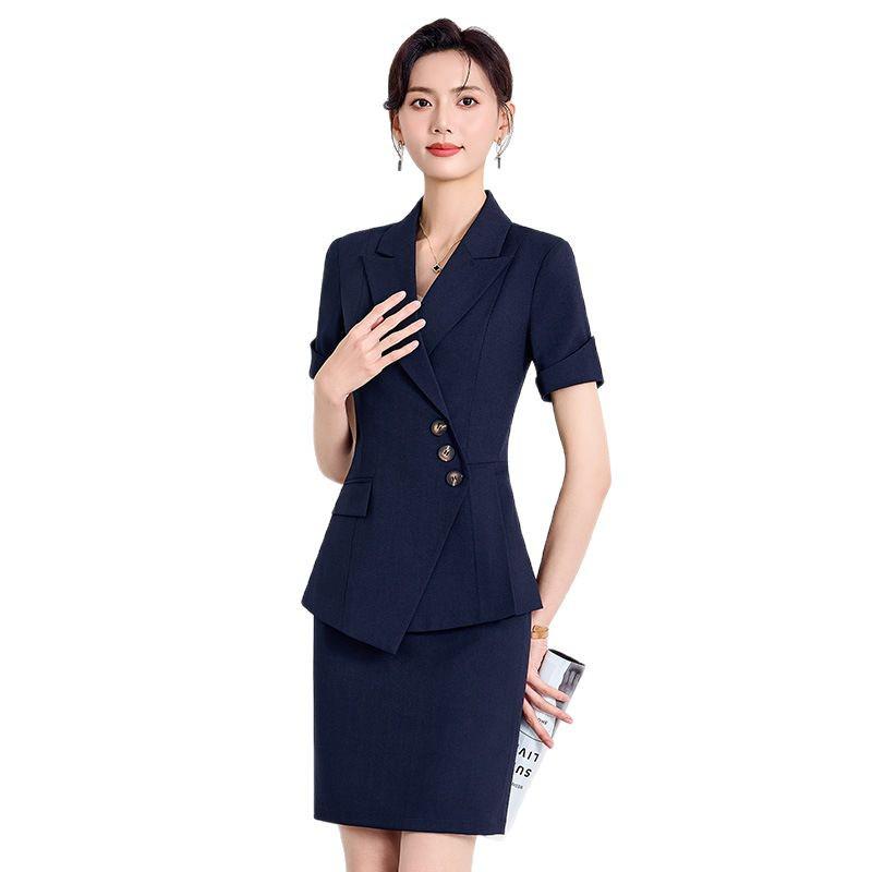 2024 Women's Striped Suit Set: Professional Autumn/Winter Uniform for Hotel, Bank Receptionists