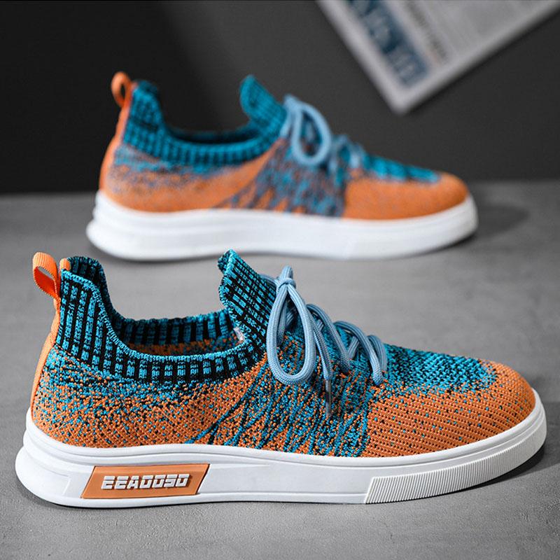 

Трикотажные мужские кроссовки, модная повседневная обувь из сетки разных цветов, плоская обувь для скейтбординга, мужская спортивная обувь для ходьбы, Tenis Para Hombre 45 оранжевый