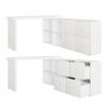 Corner Table, Tabletop 360 Swivel - Can Be Set Up L-shaped or Straight, MDF, Tabletop and Legs Reinforced 4 cm, 4 Compartments, 4 Drawers, White, Desk