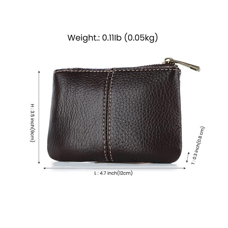 Leather change bag, mini cowhide zipper, thin small wallet, earphone storage bag, coin small change bag, simple