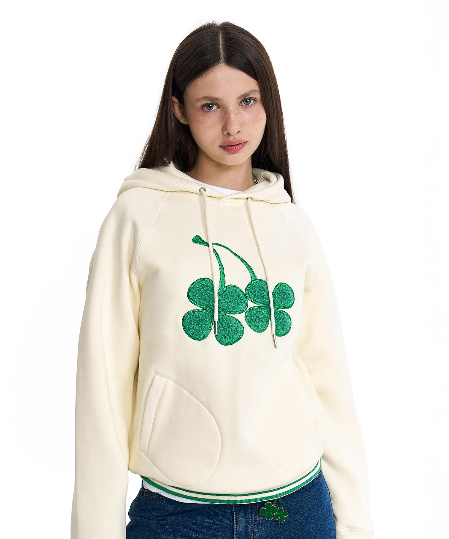 Kirsh Big Clover Cherry Graphic Fleece Hoodie [Ivory] 1