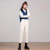Women's Off-White High-Waisted Harem Jeans - 2024 Spring/Autumn, Elastic, Loose Fit, Slimming Casual Carrot Pants