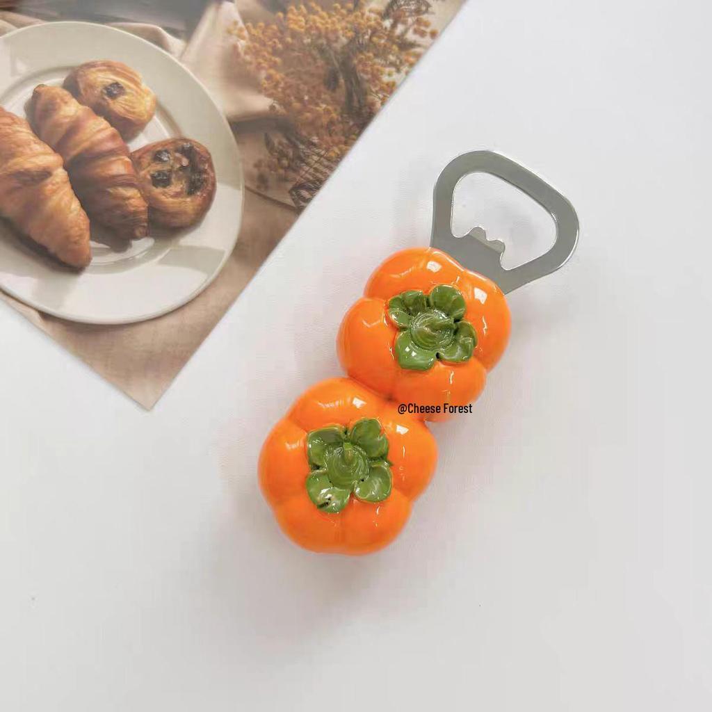 Creative Magnetic Tanghulu Cheese Beer Bottle Opener – Refrigerator Magnet Resin Decor.