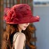 New Organza Sun Hat Children Spring and Summer Versatile Elegant Retro Flower Bucket Hat Sun Protection Breathable Cool Hat