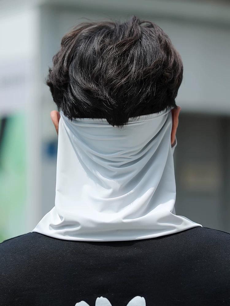 Sun Protection Mask for Men, Covering Full Face and Neck, Suitable for Cycling and Sports, with Ear Loops, Headscarf, Neck Protection, Ice Silk Neck