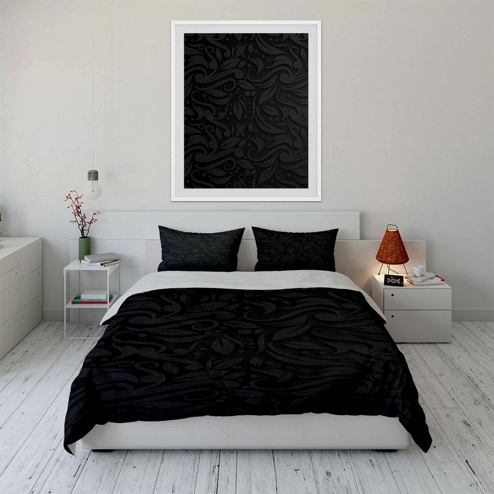 Abstract Black Swirling Leaves. Bedding Sets Duvet Cover Sets Duvet Covers Pillowcases(1 * Duvet Cover 2 * Pillowcases, Without Duvet Insert)