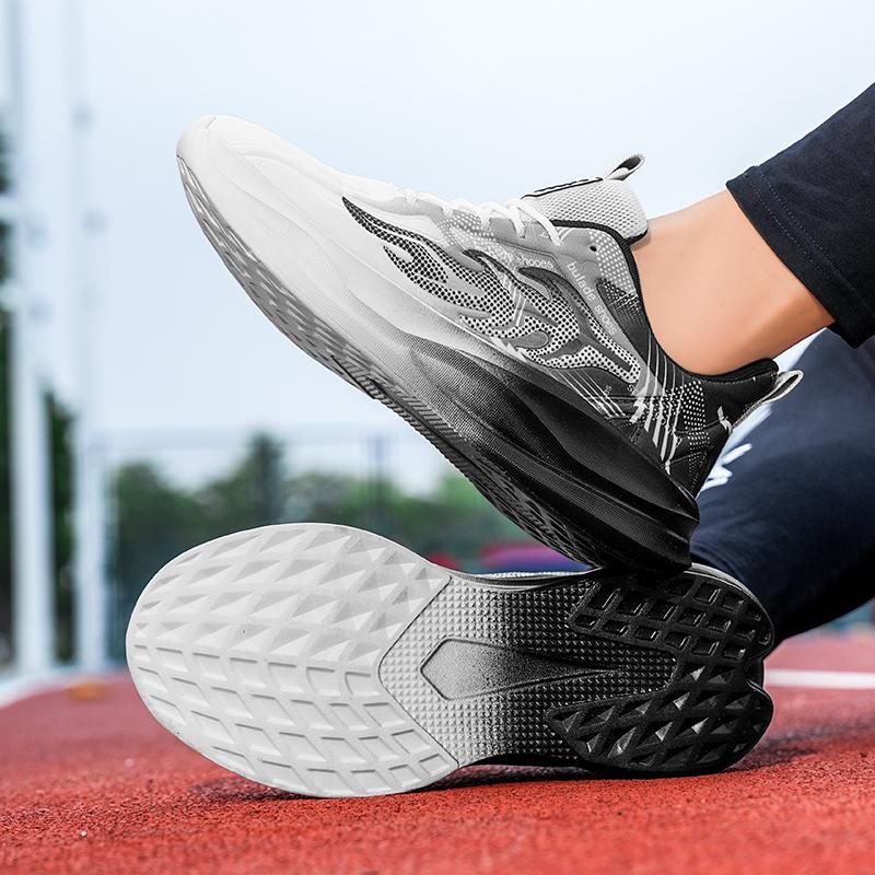 Running Shoes Men Outdoor Thick-Soled Breathable Anti-Slip Men Shoes Comfortable Lightweight Soft Mesh Lace-Up Sports Shoes Men