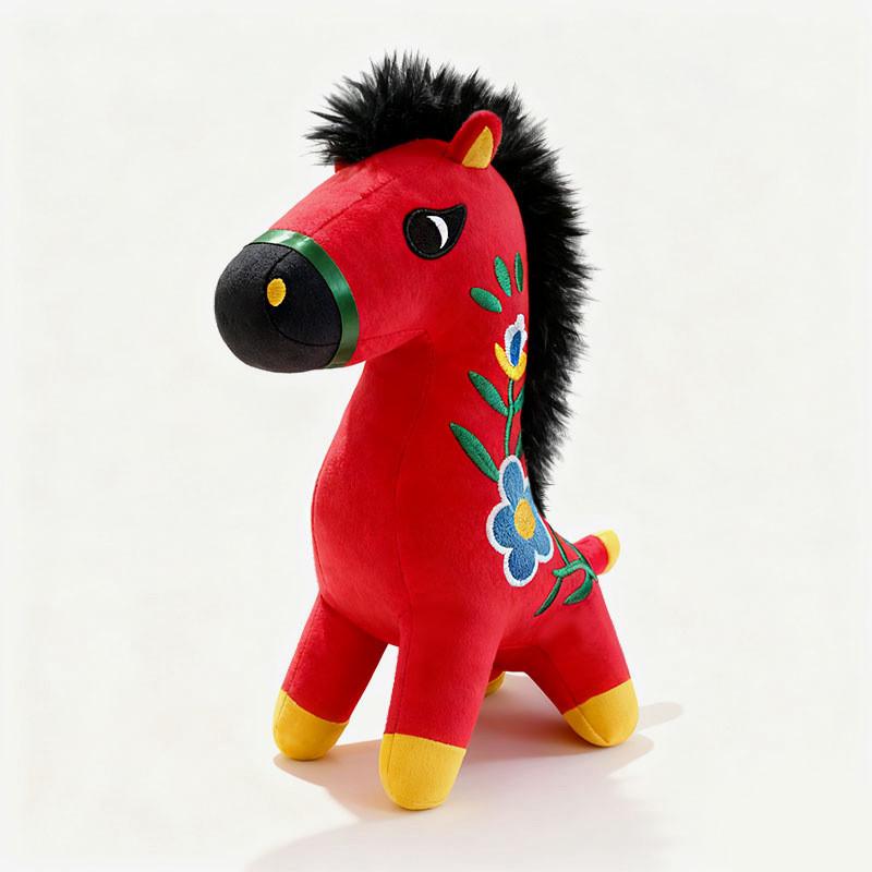 Traditionelles Plüschtier zum Jahr des Pferdes mit Stickerei und PP-Baumwolle für Geschenk und Dekoration