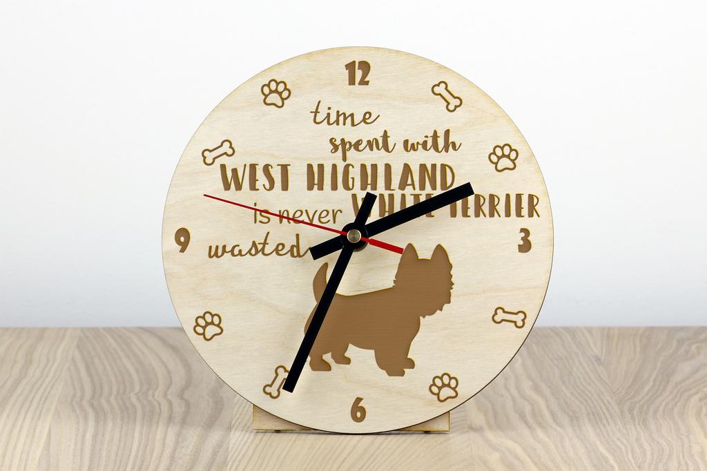 West Highland White Terrier, Westie, Westy – Clock with dog, wooden clock with engraving | Art-Dog
