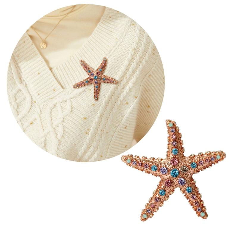 Crystals Starfish Brooch Pin For Women Versatile Fashion Jewelry Gift Party Everyday Wear