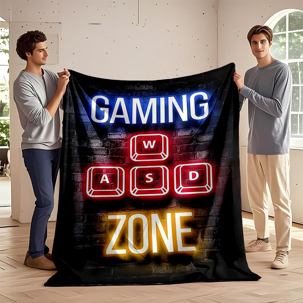 Gaming Zone Neon Design Flannel Blanket Flannel blanket for bedroom, living room, sofa, and nap sofas.