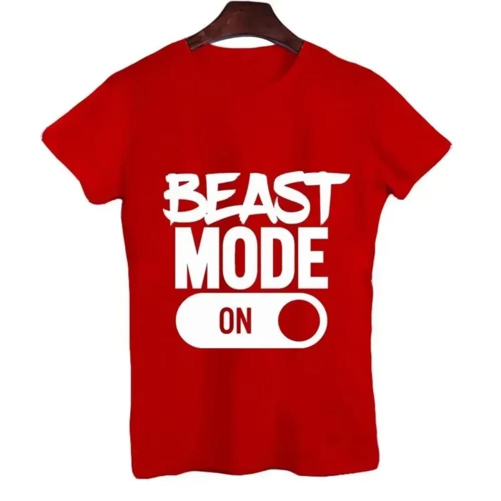 Men'S Tees Shirts Beast Mode on Print Funny Design Tshirt Short Sleeve Vacation Tops Male Women T-shirt Oversize Summer Clothes