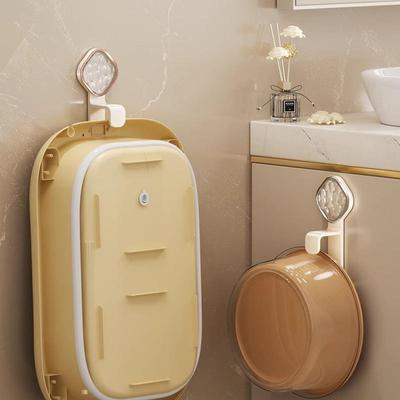 Punch-Free Wall-Mounted Bathroom Basin Storage Rack and Hook