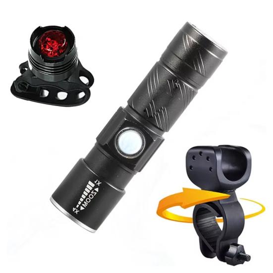 Světlo na kolo Teleskopický zoom USB dobíjecí Režimy Nastavitelný Lehký Vodotěsný MTB Silniční Horské kolo Noční jízda LED Přední světlo