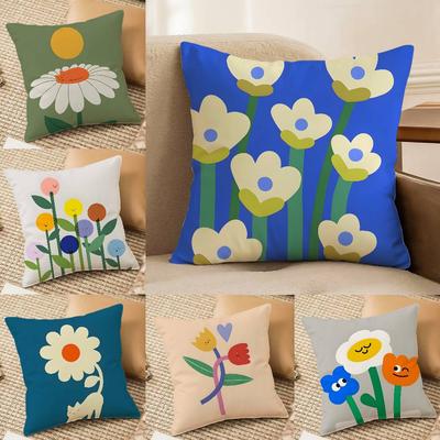 Einfache Zuhause Blumenmuster Kissenbezug Druck Kissenbezug Wohnzimmer Sofa Kissenbezug Schlafzimmer Raumdekor