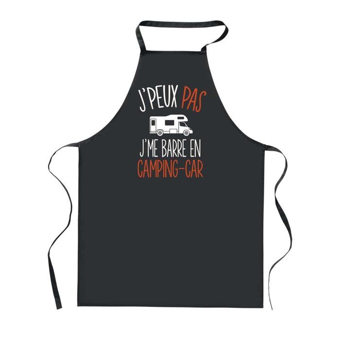 Tablier de cuisine - PLANETEE - J'peux Pas Camping Car - Noir - 90x60 cm - Impression bretonne