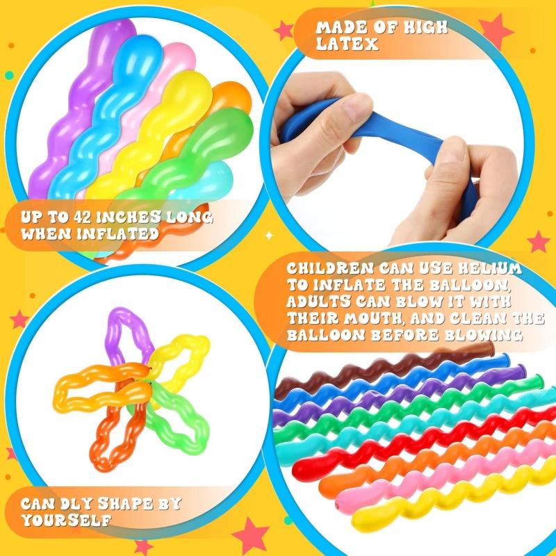 100CM/40Inch Latex Spiral Balloons Assorted Color Twisted Long Colorful Silly Playing Balloons Party Birthday Festival Supplies