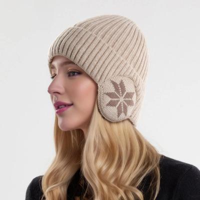 Unisex Fleece-Lined Knitted Hat with Ear Flaps for Autumn/Winter