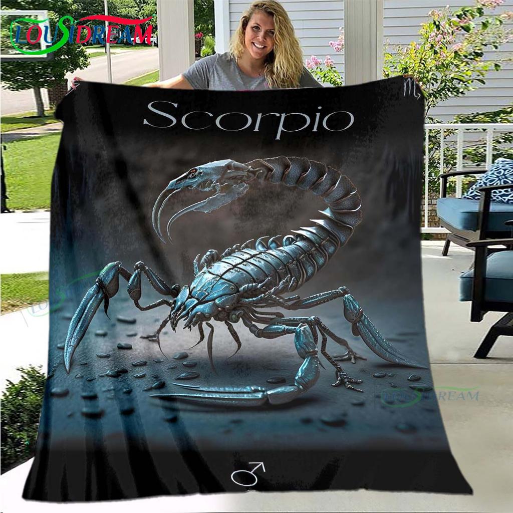 Heet Schorpioenpatroon Deken Flanel Dunne Deken Draagbaar Huis Reizen Kantoor Lunchpauze Deken Verjaardagscadeau