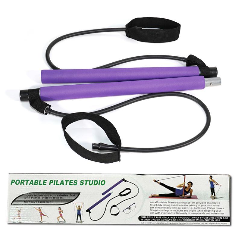 Women's Pilates Bar with Foot Pedal & Elastic Resistance Band for Home Fitness