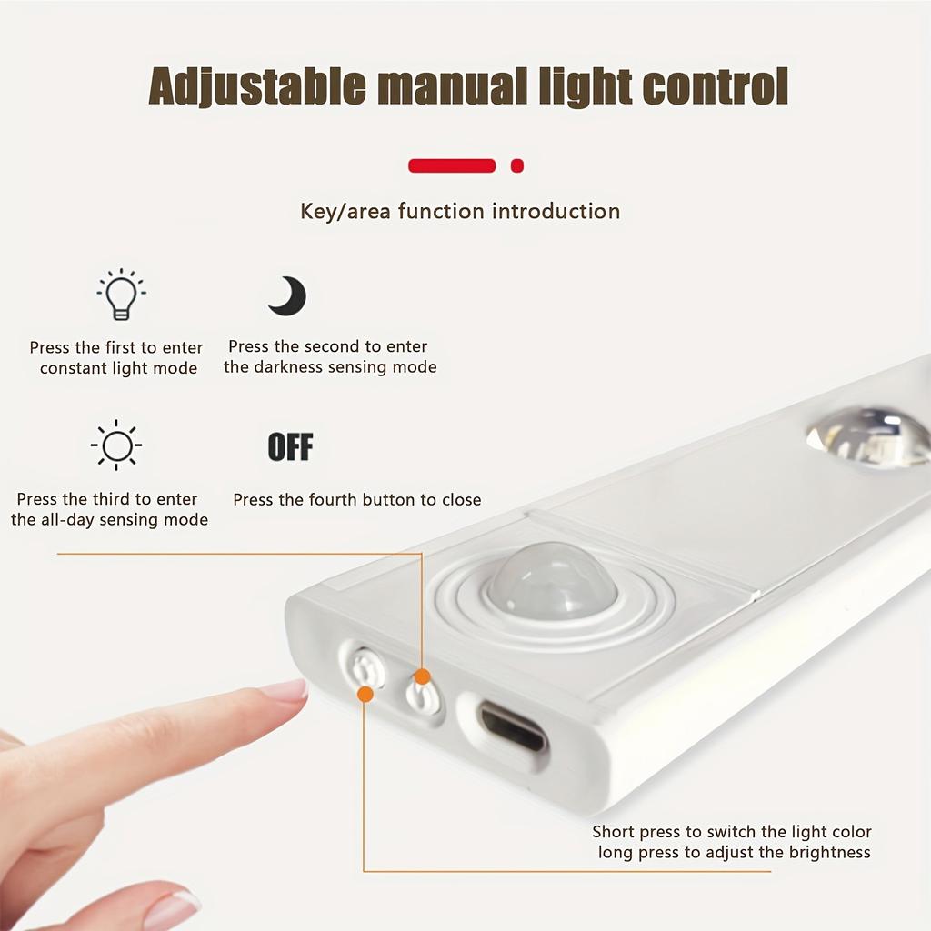 Bewegungsaktiviertes LED-Schranklicht  Ultradünner Wiederaufladbarer& Intelligenter Sensorstreifen für Küche Schlafzimmer  Kleiderschrank Treppe