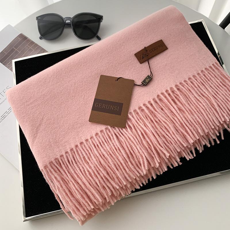 Scarf dual-purpose women's autumn and winter high-end imitation cashmere shawl with a classic solid color warm scarf