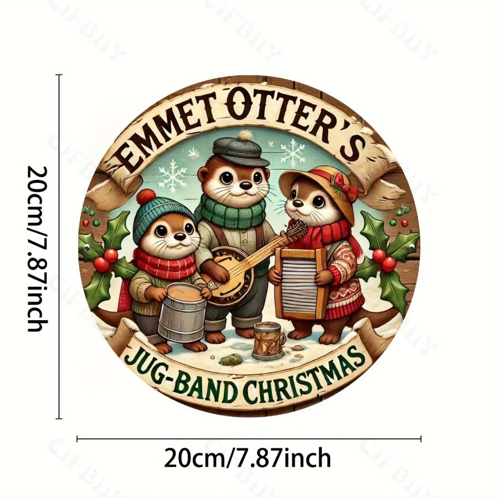 

Эммет Оттерс винтажный стиль кувшин круглая рождественская металлическая вывеска алюминиевая настенная живопись для домашнего декора прочный подарок для улицы L белый