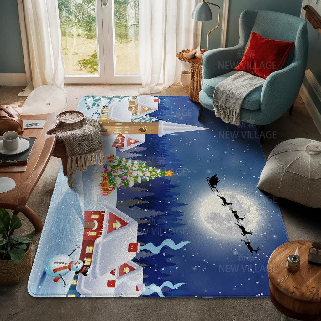 House Entrance Carpet Home Door Mat Living Room Bath Foot Bathroom Non-slip Water Absorption Rugs Bath Merry Christmas Winter