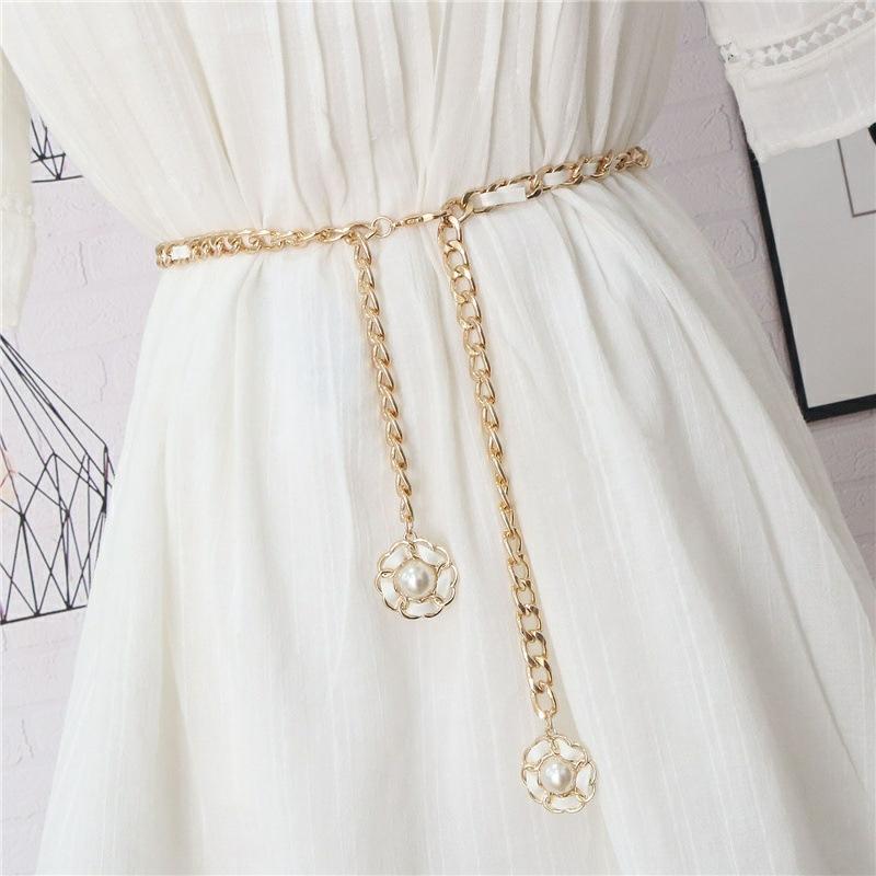 European and American-Style Black and White Niche Metal Chain Women’s Belt—Trendy Versatile and Perfect for Summer