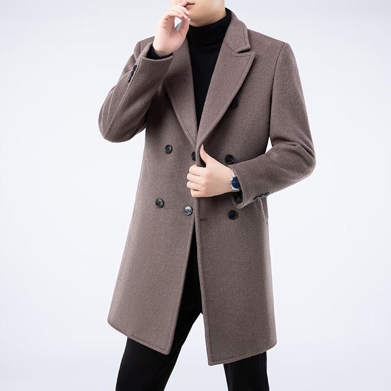 Firstview Men's Urban Casual Mid-Length V-Neck Wool Blend Overcoat FV24D1139